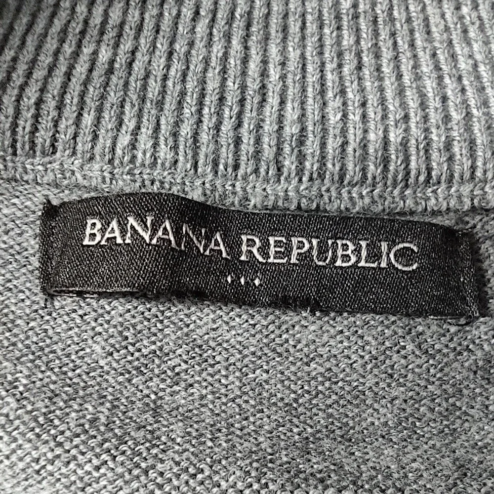 Banana Republic Sweater Mens Large Norm Core Gray Quarter Zip Mock Neck Pullover